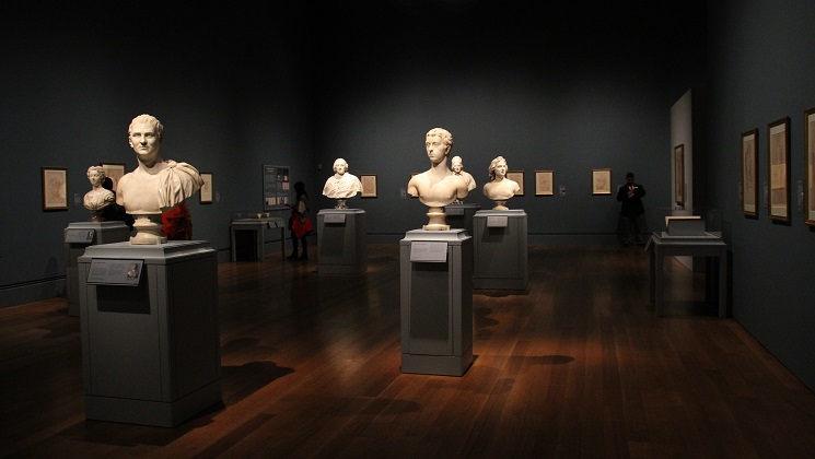 museum exhibition with sculptures